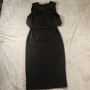 Polo Ralph Lauren Popover Sheath Midi Dress Size 4 Black Classic
